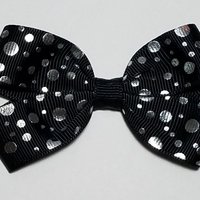3" Black Silver Polka Dot 
