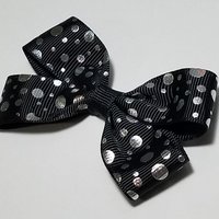 3" Black Silver Polka Dot 