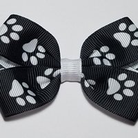 3" Black White Paw Print