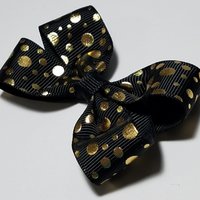 3" Black Gold Polka Dot 