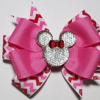 3.5" Pink Glitter Chevron 