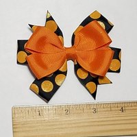 3.5" Black Orange Glitter Polka Dot