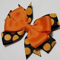 3.5" Black Orange Glitter Polka Dot