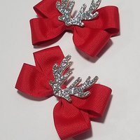 3" Reindeer Antler Glitter Pigtail 