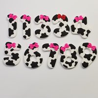 Cow Print Glitter Birthday Number
