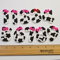 Cow Print Glitter Birthday Number