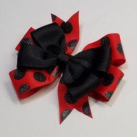 3.5" Red Black Glitter Polka Dot 