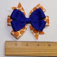 3.5" Royal Blue Orange Polka Dot Team Sport School 