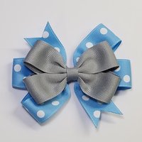 3.5" Silver Grey Blue Polka Dot Team Sport School