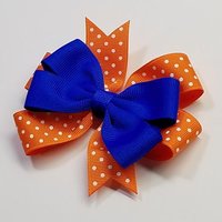 3.5" Electric Blue Orange Polka Dot Team Sport School Colors