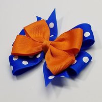 3.5" Orange Electric Blue Polka Dot Team Sport School Colors
