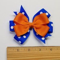 3.5" Orange Electric Blue Polka Dot Team Sport School Colors