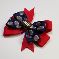 3.5" Football Glitter Navy Blue Red  
