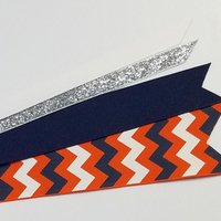 Navy Blue Orange White Chevron 