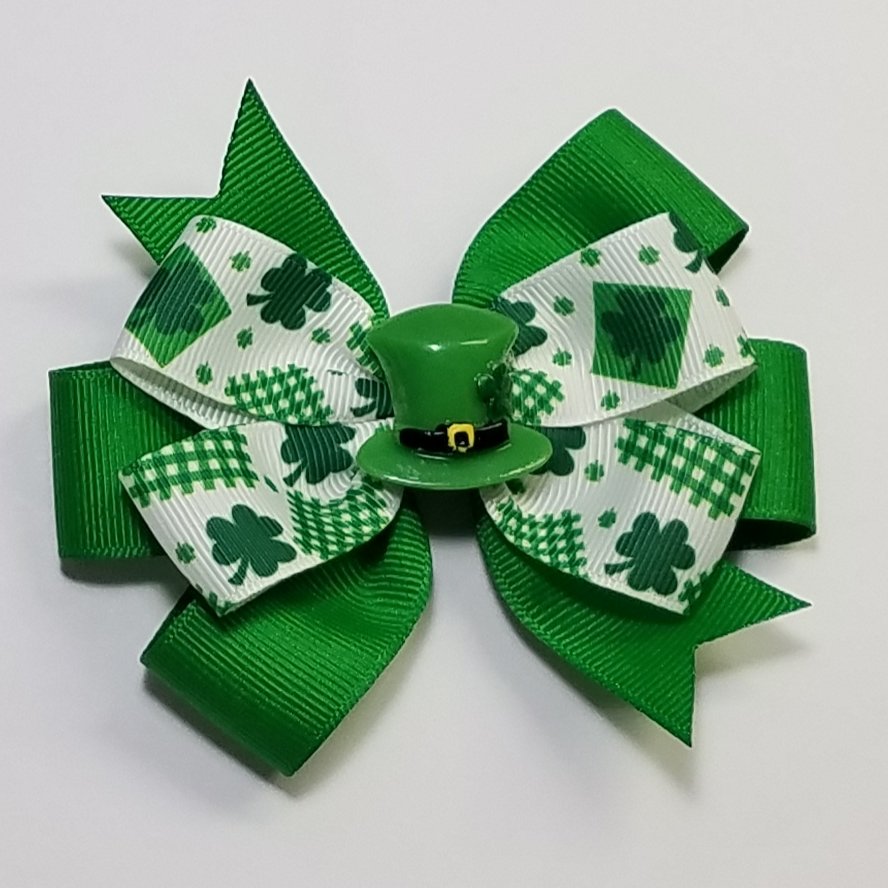 3.5" St. Patrick Shamrock Hair Bow
