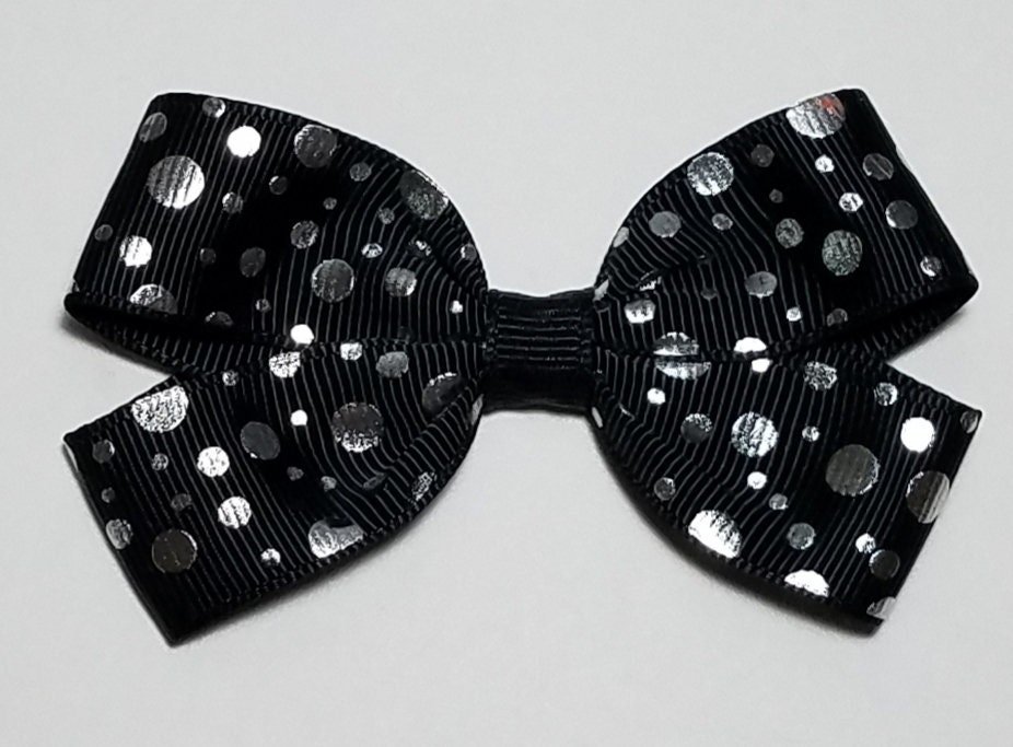 3" Black Silver Polka Dot 