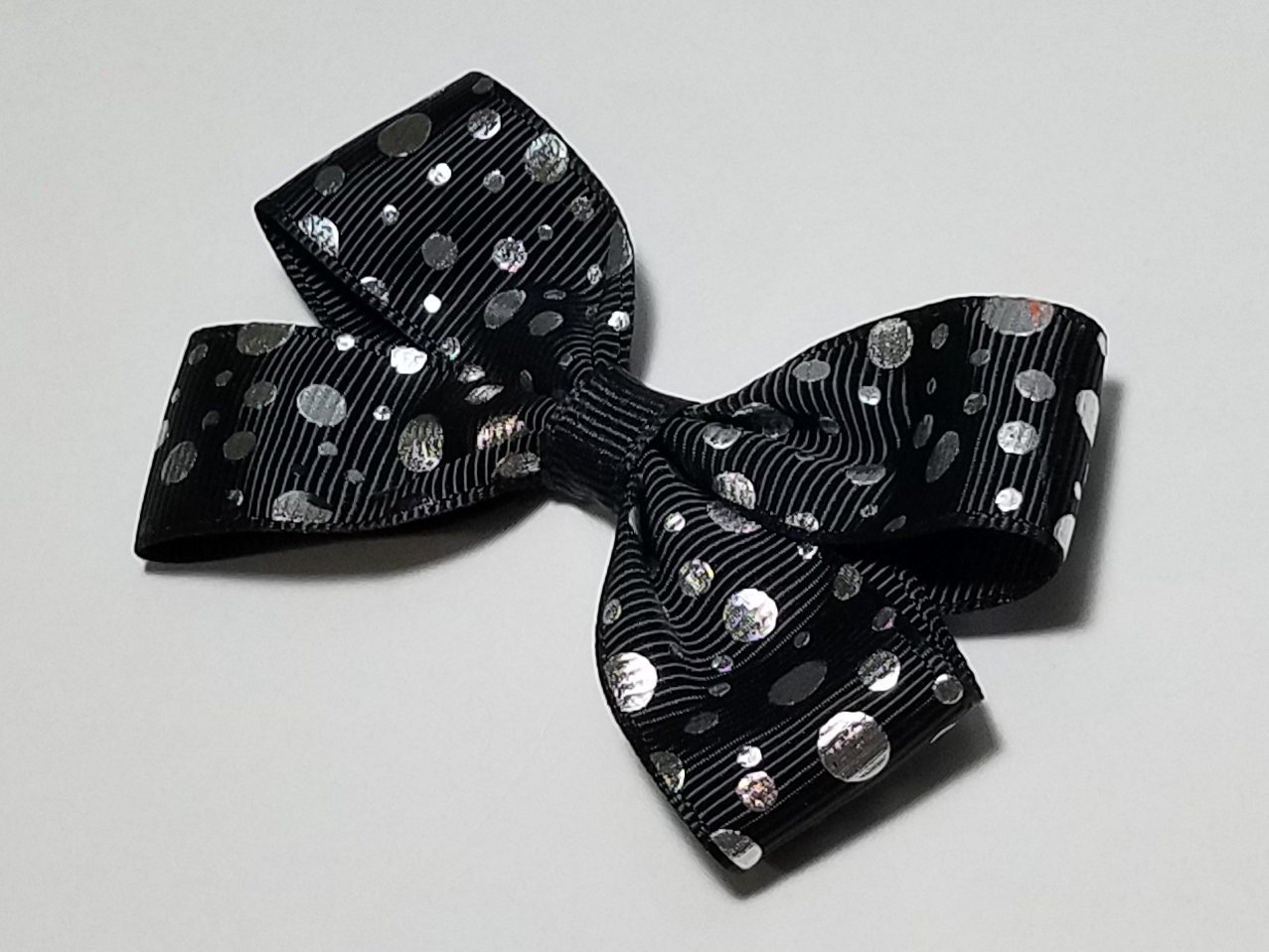 3" Black Silver Polka Dot 