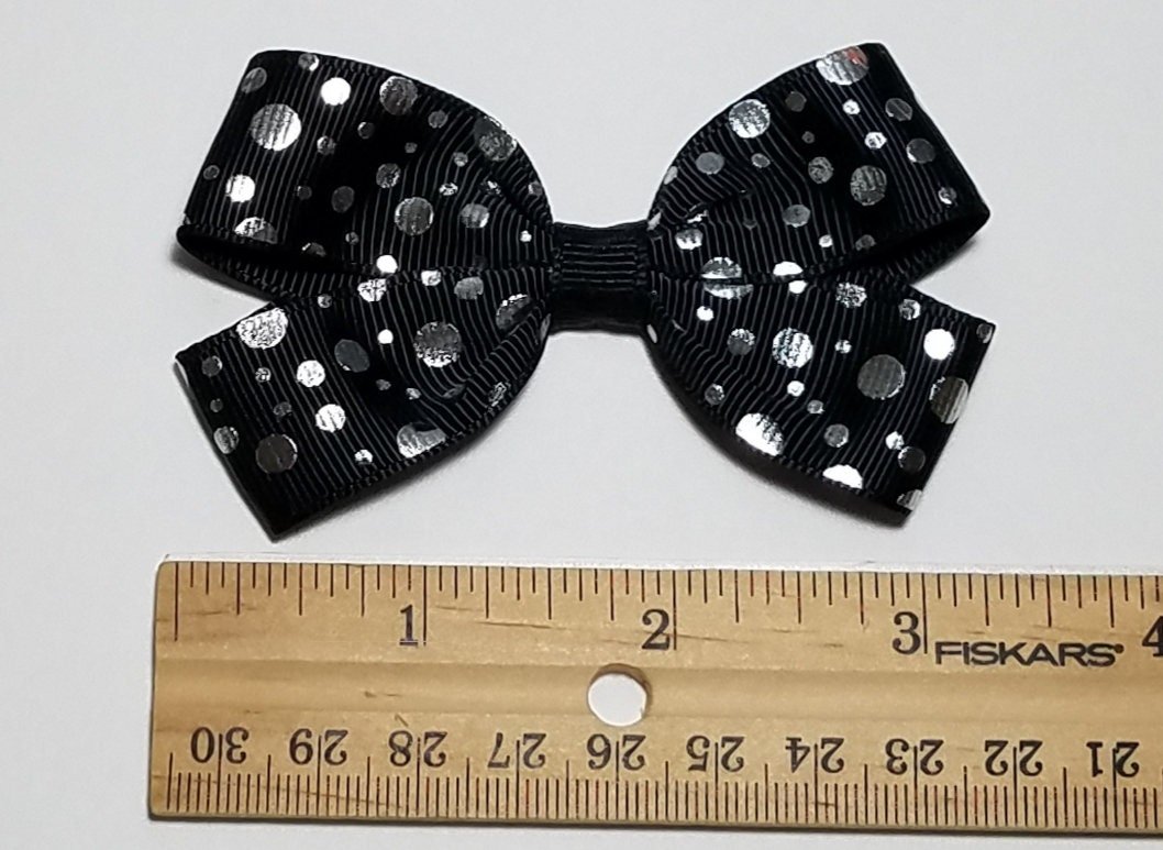 3" Black Silver Polka Dot 