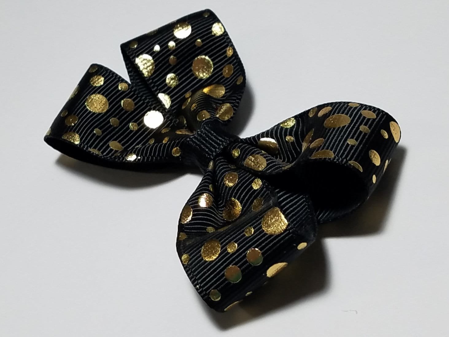 3" Black Gold Polka Dot 