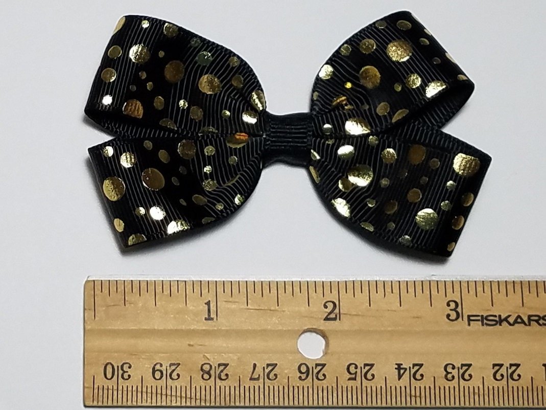 3" Black Gold Polka Dot 