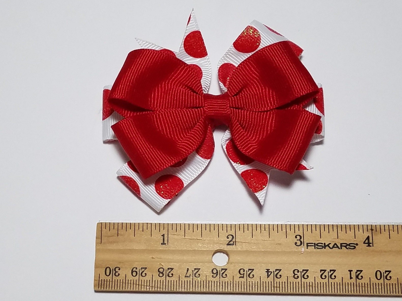 3.5" Red Glitter Polka Dot 