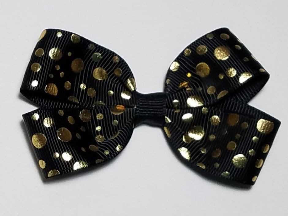 3" Black Gold Polka Dot 