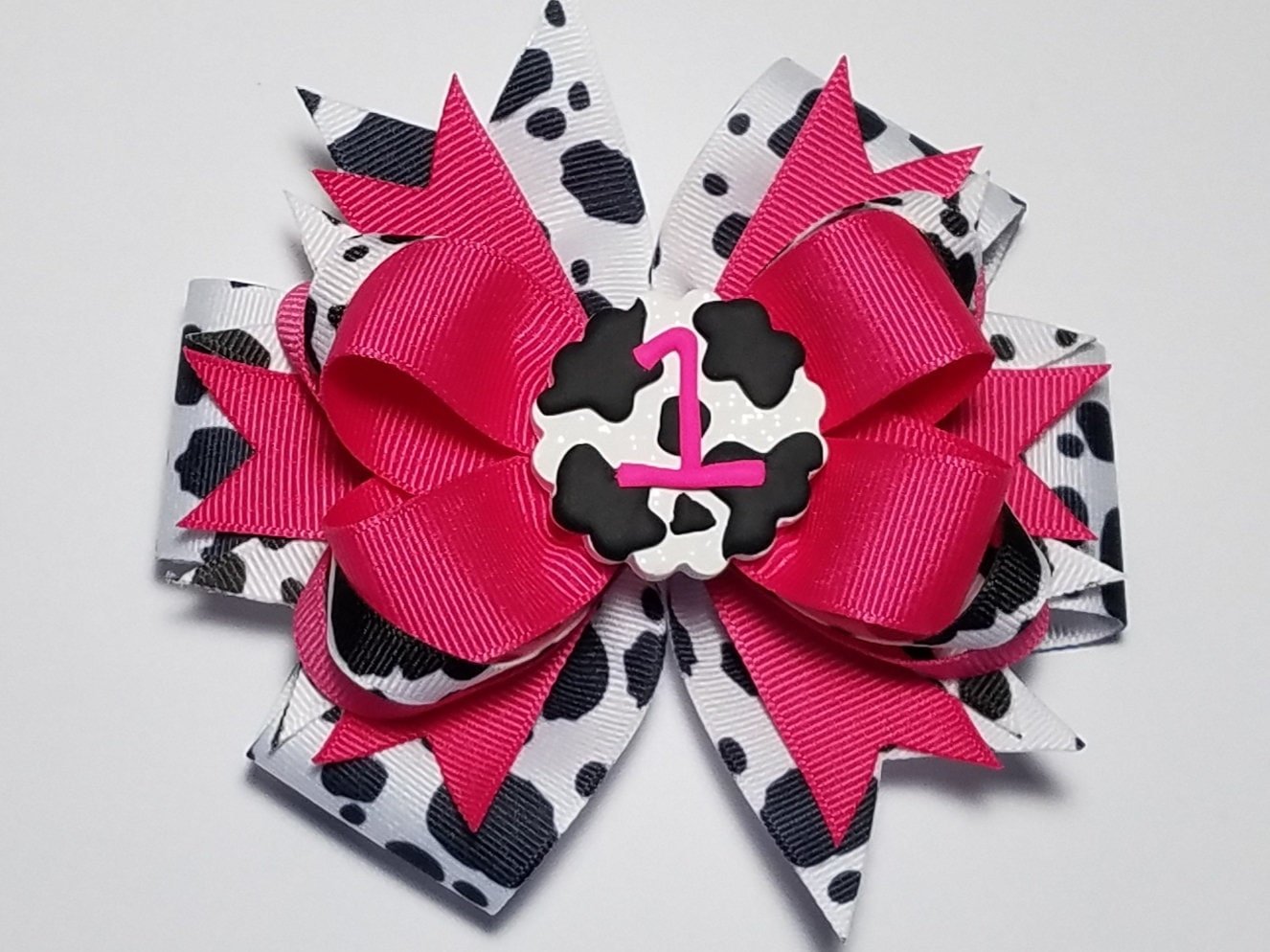 5" 1st Birthday Cow Print
