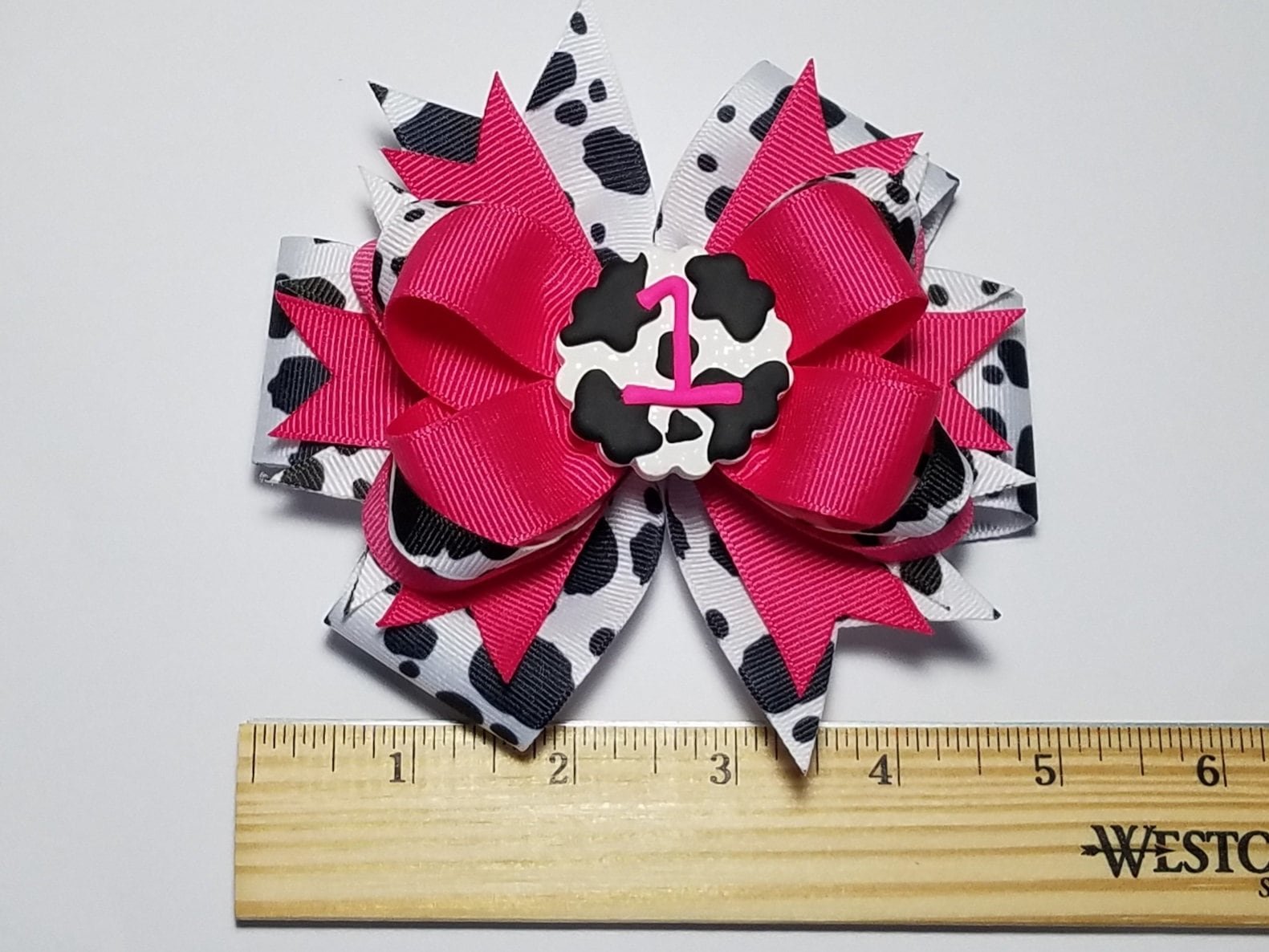 5" 1st Birthday Cow Print