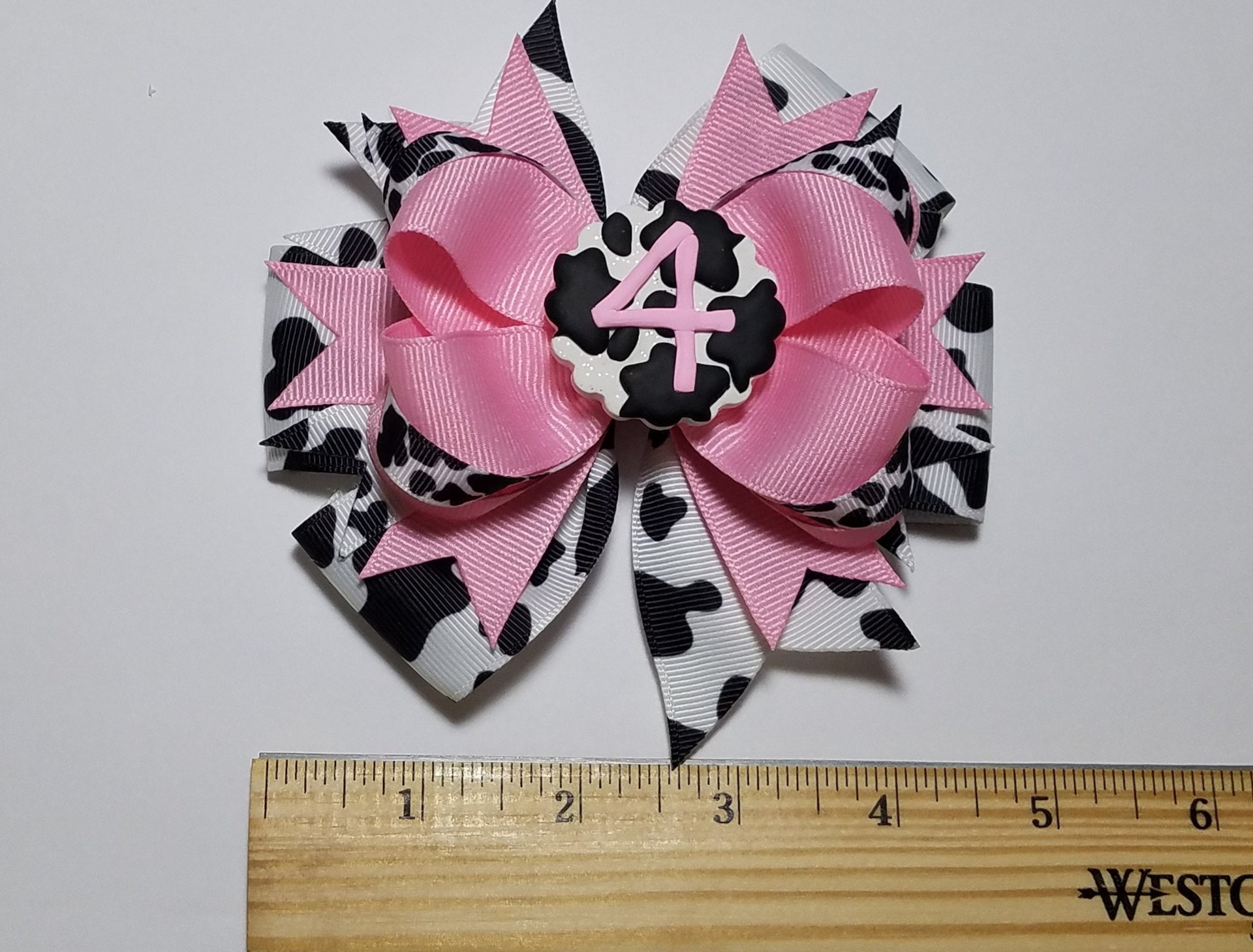 5" 4th Birthday Cow Print