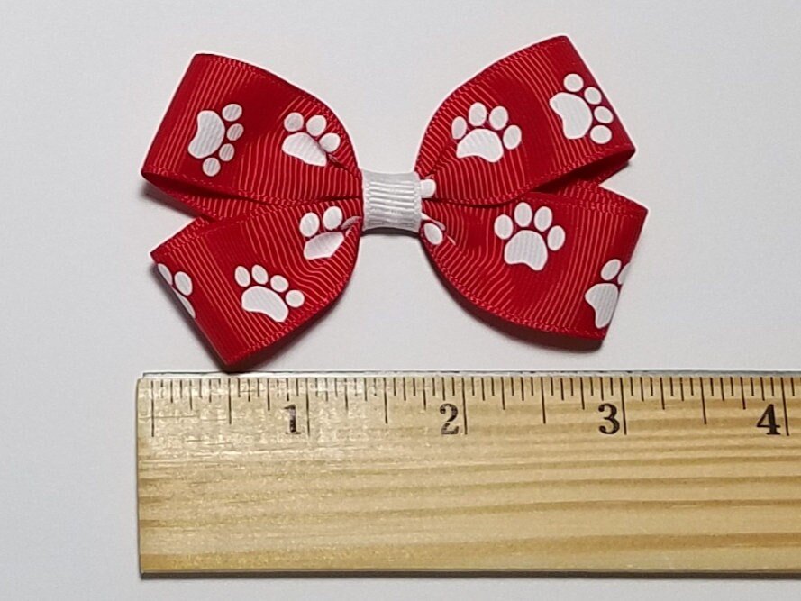 3" Red White Paw Print 