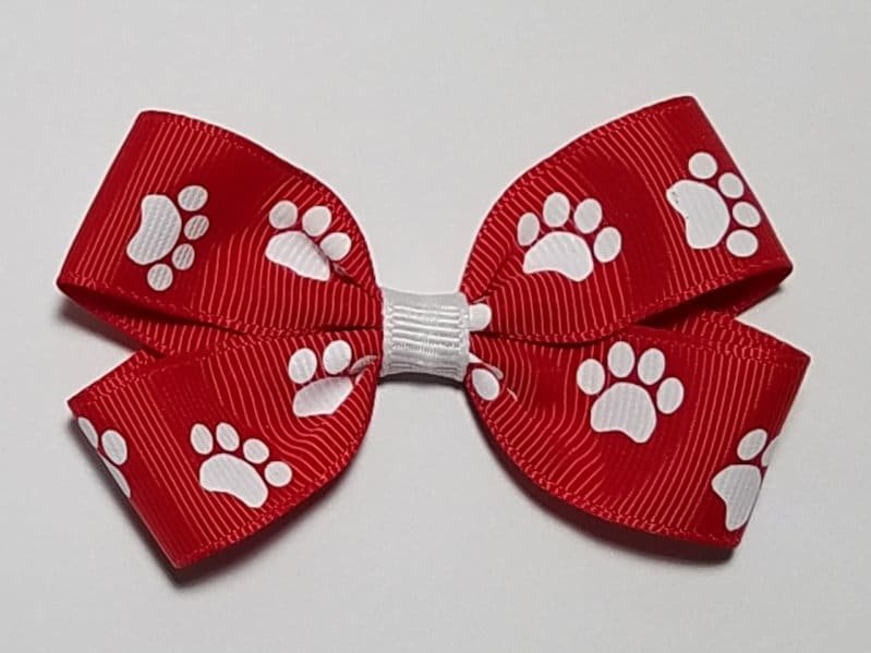 3" Red White Paw Print 