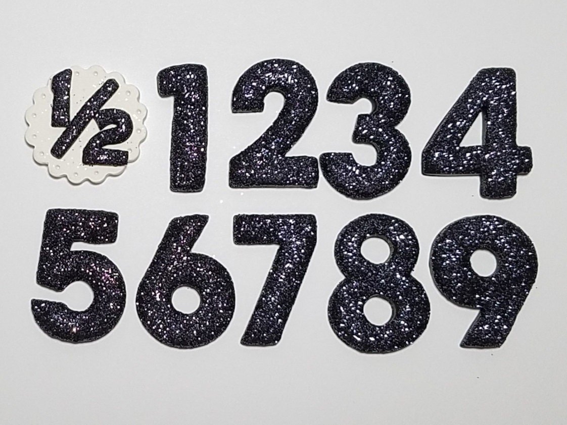 Black Glitter Birthday Number
