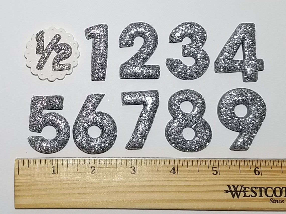Silver Glitter Birthday Number