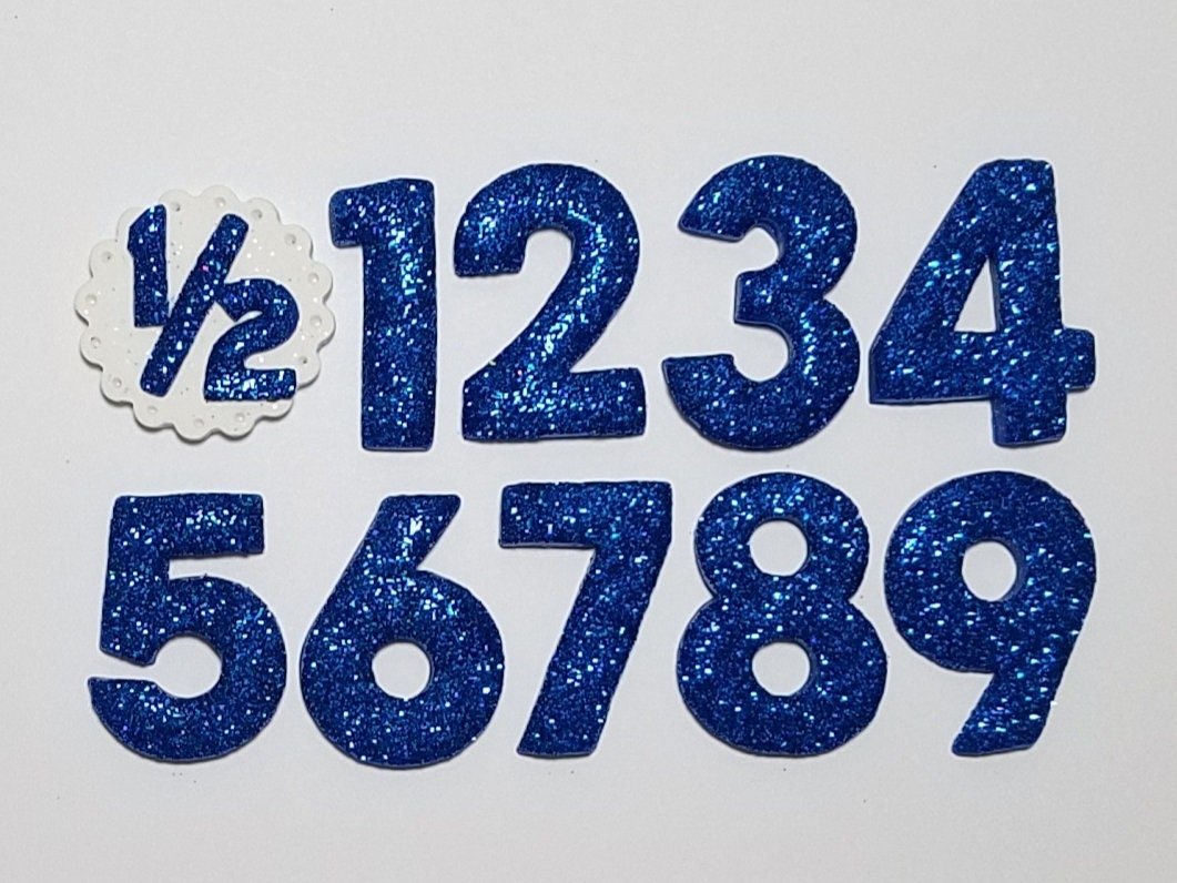 Blue Glitter Birthday Number