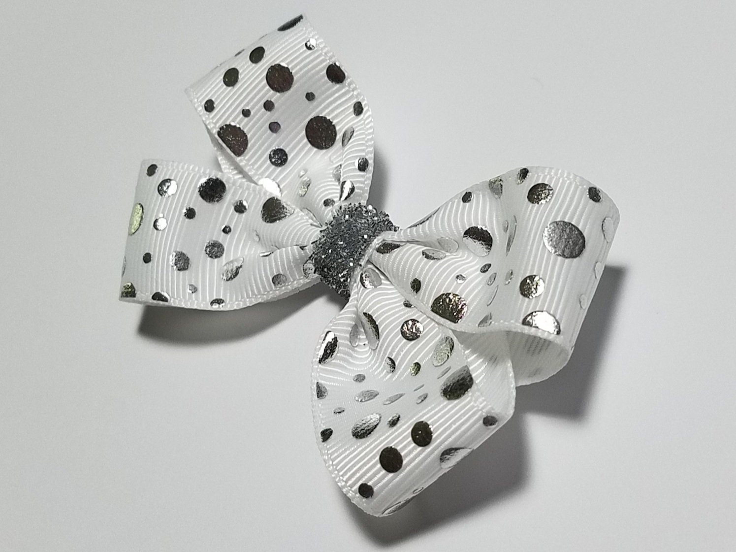 3" White Foil Polka Dot 