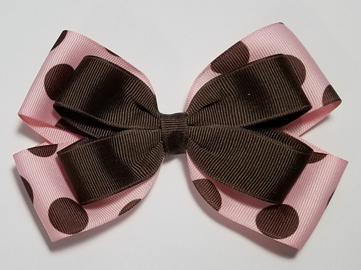 5" Pink Brown Polka Dot