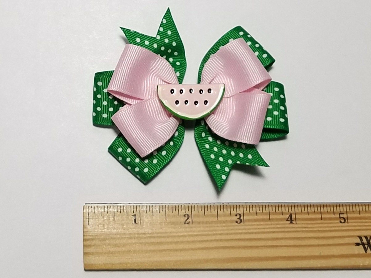 3.5" Watermelon Polka Dot Hair 