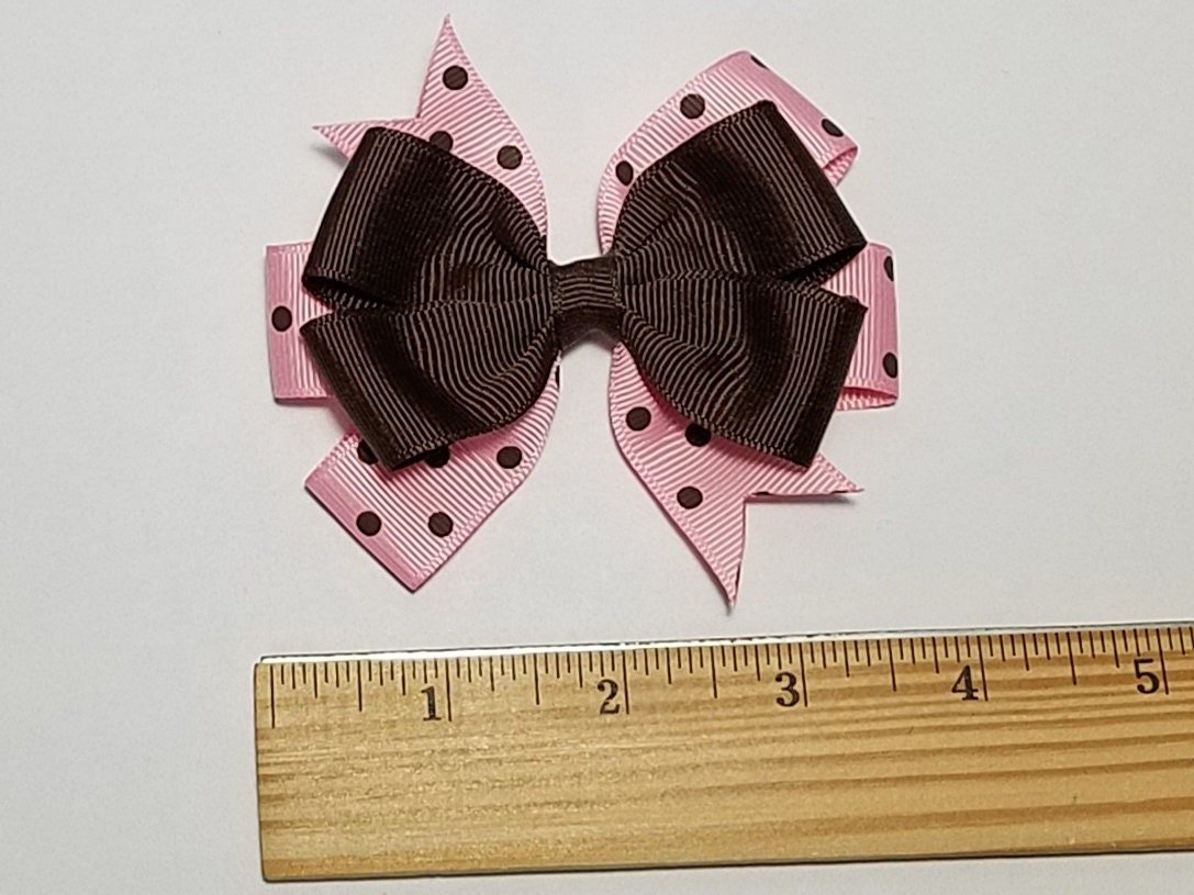3.5" Pink Brown Polka Dot 