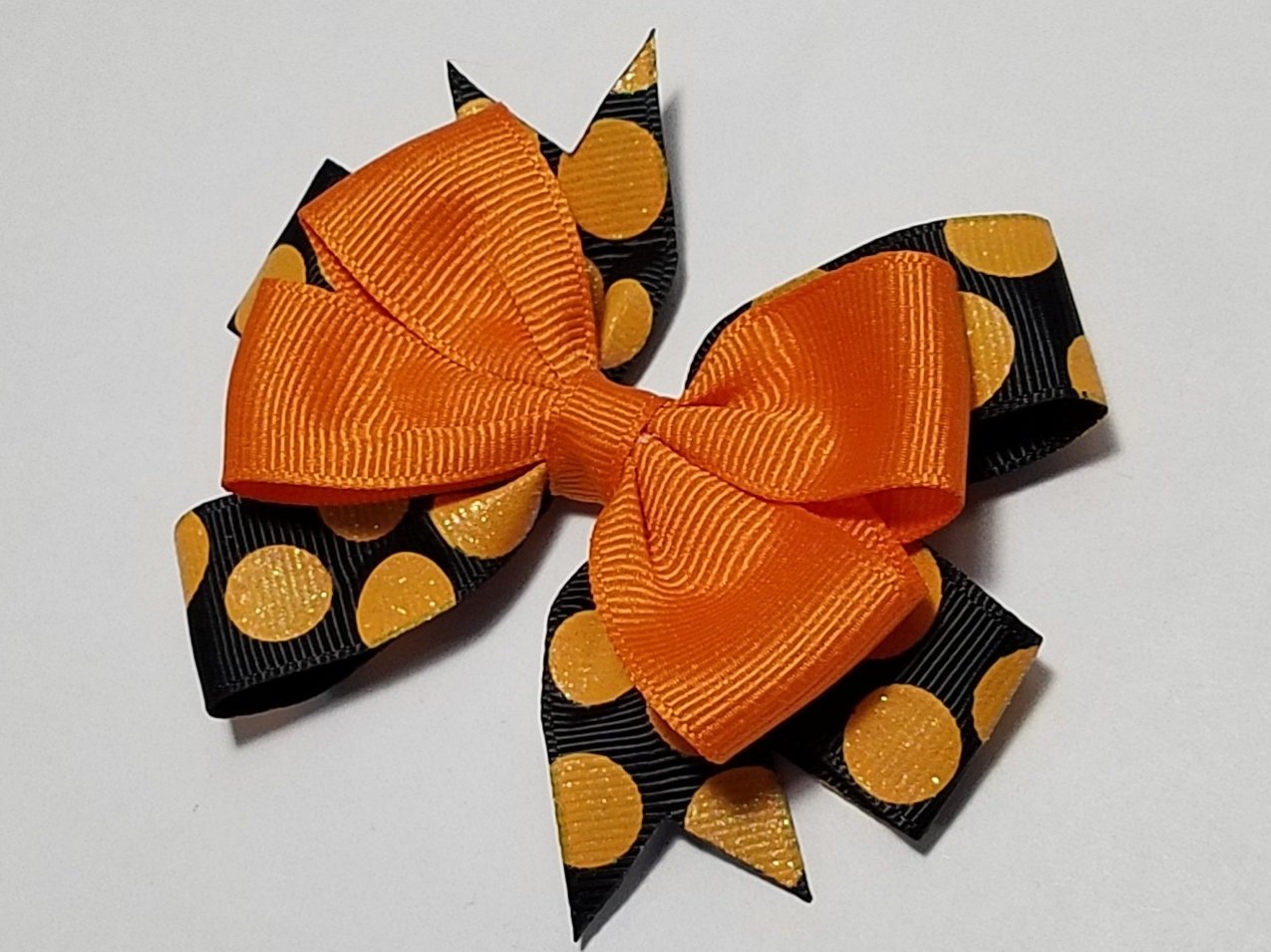 3.5" Black Orange Glitter Polka Dot