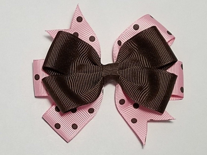 3.5" Pink Brown Polka Dot 