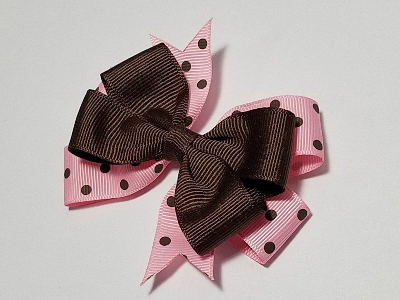 3.5" Pink Brown Polka Dot 