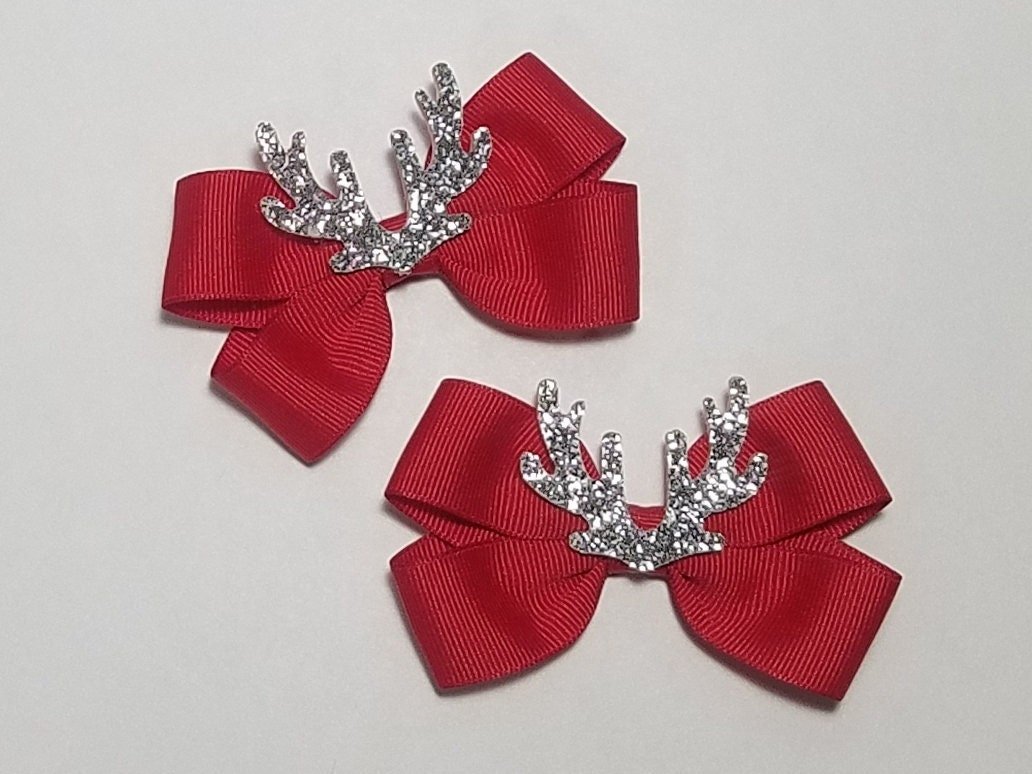 3" Reindeer Antler Glitter Pigtail 