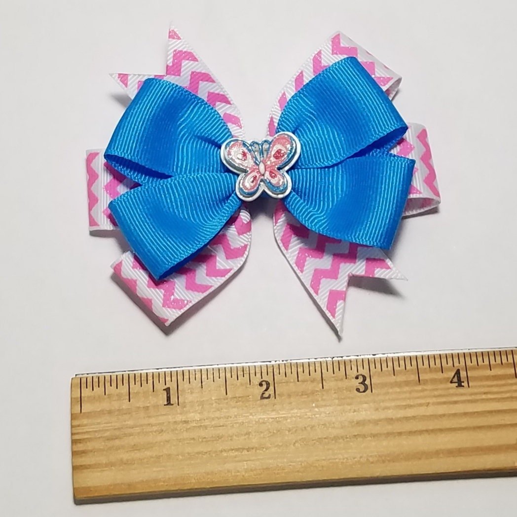 3.5" Butterfly Pink Blue Glitter 