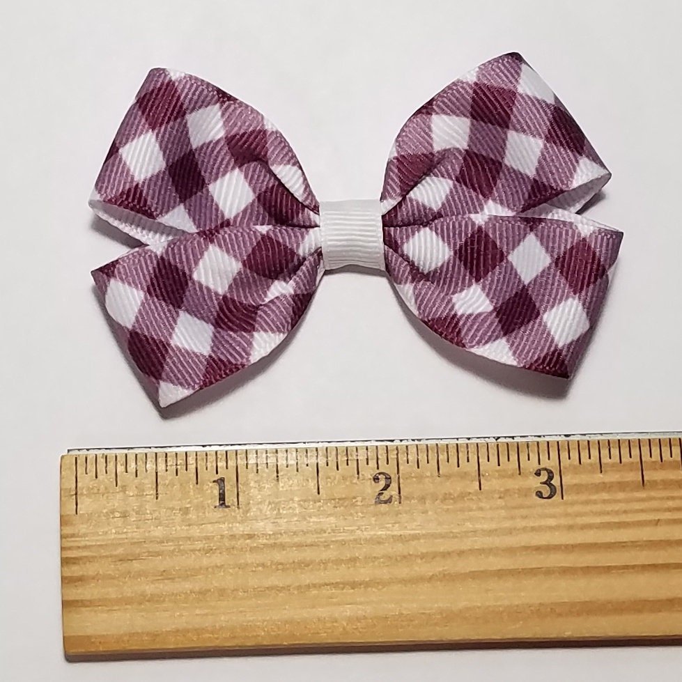 3" Maroon White Gingham 