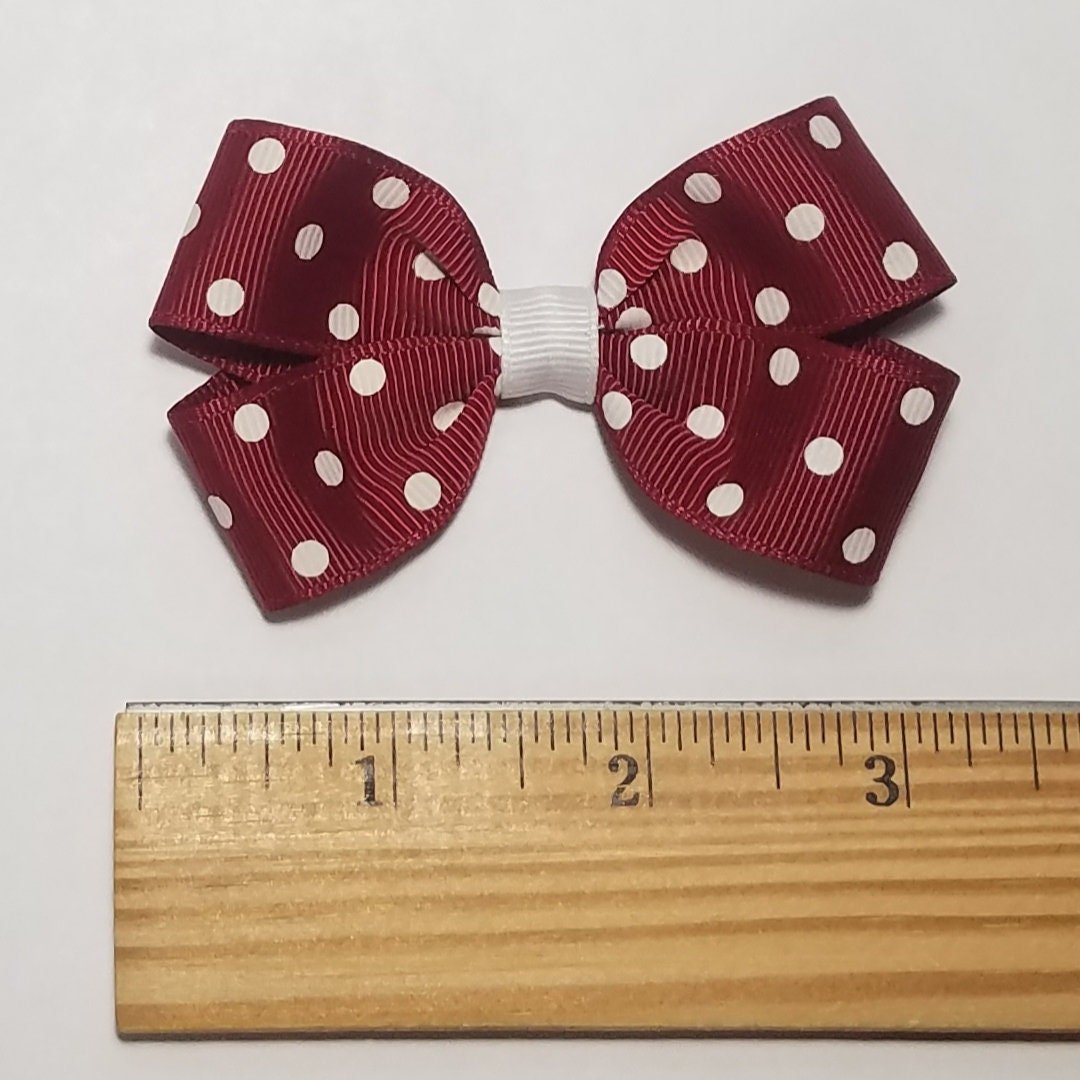 3" Maroon White Polka Dot 