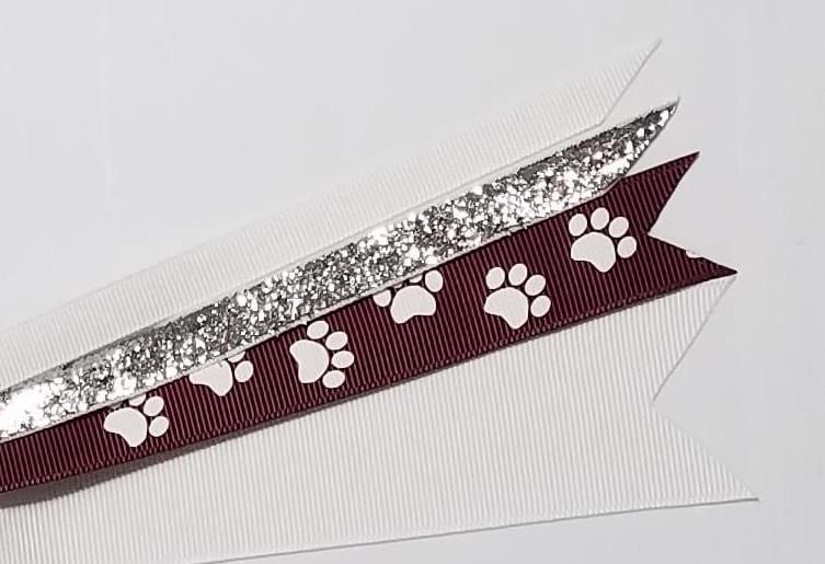 Maroon White Paw Print 