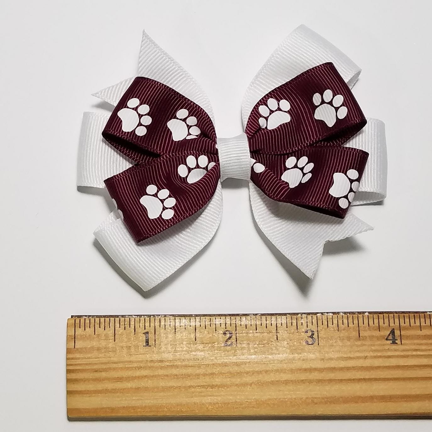 3.5" Maroon White Paw Print 