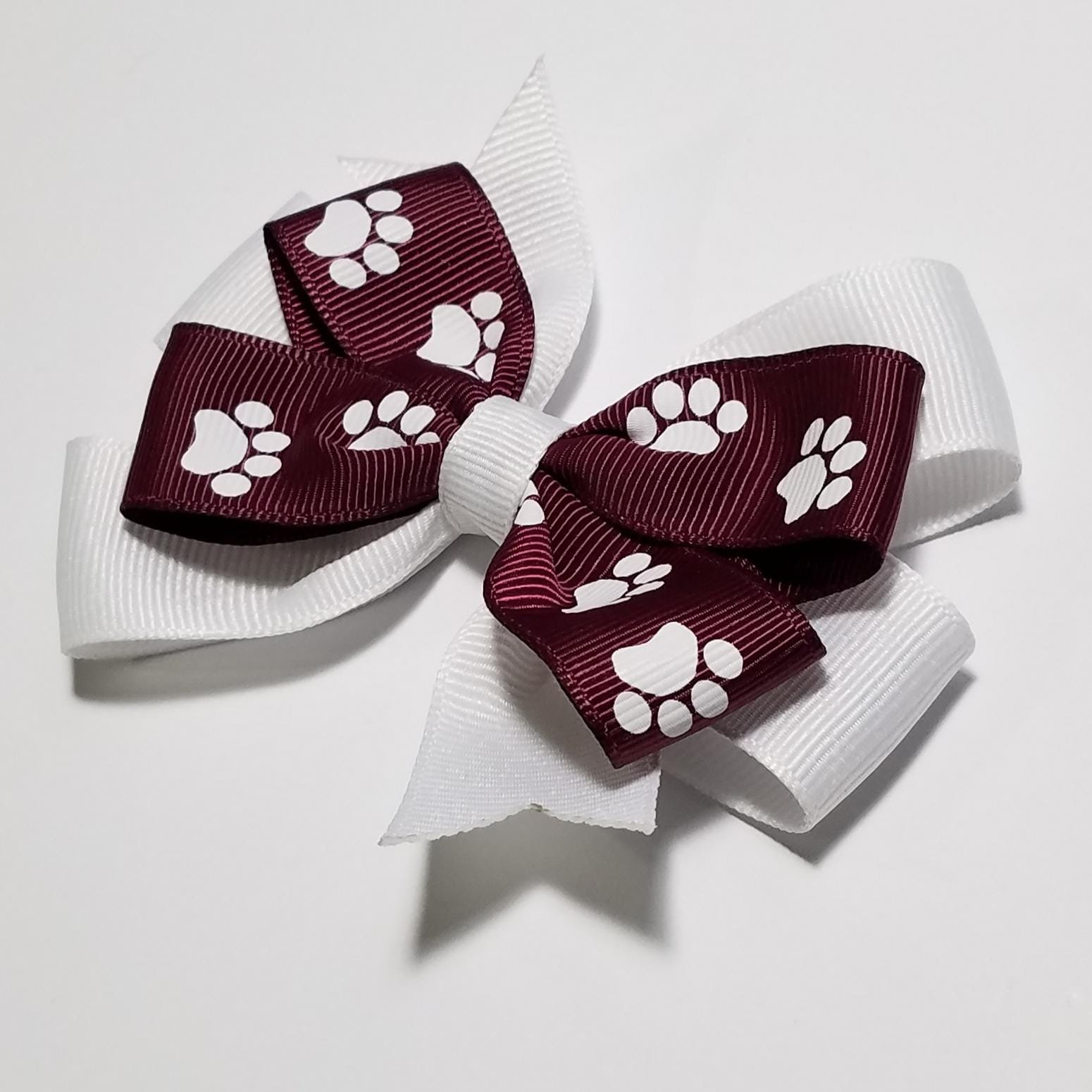3.5" Maroon White Paw Print 
