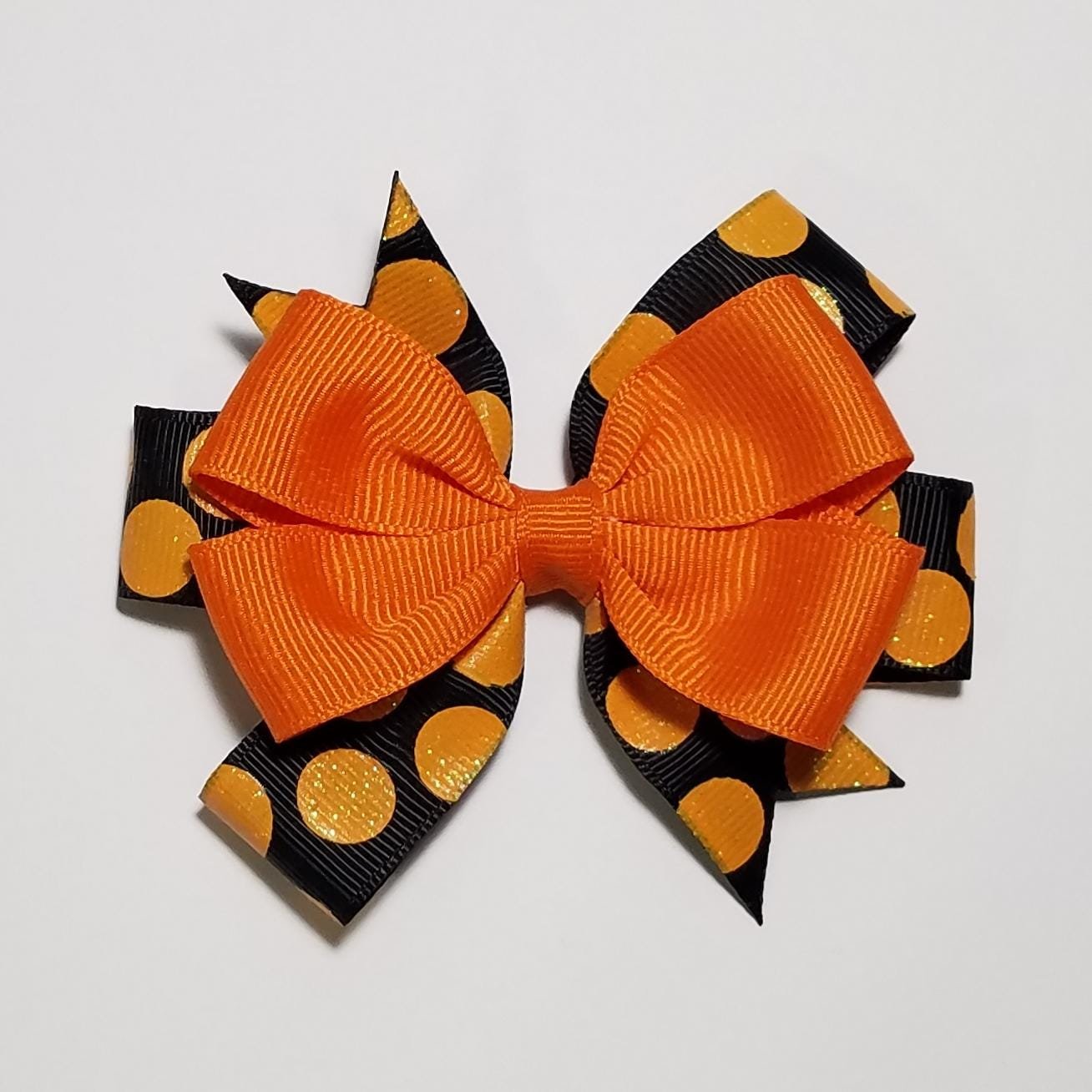 3.5" Black Orange Glitter Polka Dot