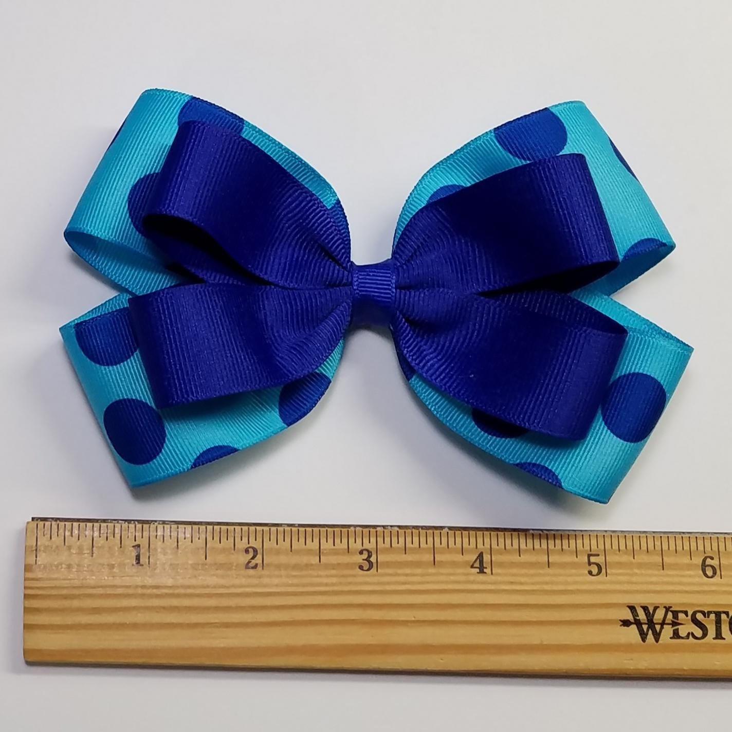 5" Royal Blue Turquoise Polka Dot 